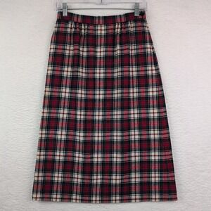 Vintage Pendleton Macduff Dress Tartan Wool Skirt Size 6 A-Line Midi Red Green